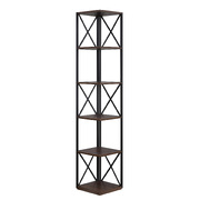 Nora 5-Tier Corner Bookshelf - Walnut/Black