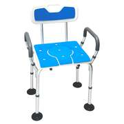 Height-Adjustable Aluminium Commode Shower Chair with Backrest and Soft Armrests
