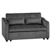 Dark Grey Velvet 2-Seater Sofa Bed with Comfortable Sleeping