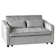 Light Grey Velvet 2-Seater Sofa Bed with Comfortable Sleeping