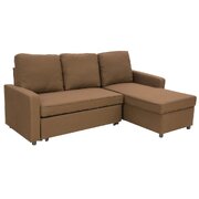 3-Seater Corner Sofa Bed With Storage Lounge Chaise Couch - Brown