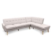 Linen Corner Sofa Lounge L-shaped Chaise Light Grey