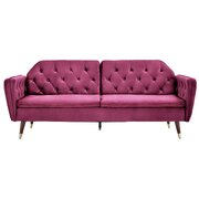Velvet Tufted Sofa Bed Couch Futon - Burgundy