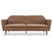 Velvet Tufted Sofa Bed Couch Futon - Brown