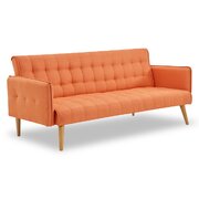 3 Seater Modular Linen Fabric Sofa Bed Couch Armrest Orange