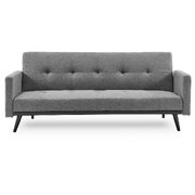 Tufted Faux Linen 3-Seater Sofa Bed With Armrests - Light Grey