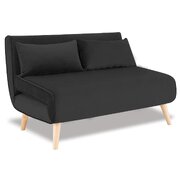 2-Seater Adjustable Sofa Bed Lounge Velvet - Black
