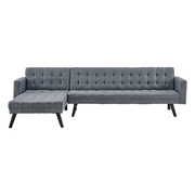 Sarantino 3-Seater Corner Wooden Sofa Bed Lounge Chaise Sofa  Grey
