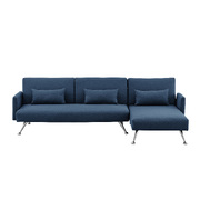 Mia 3-Seater Sofa Bed with Chaise & 3 Pillows by - Blue