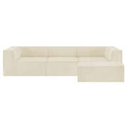 Modular 3-Seater Sofa Novi Cream with Ottoman Non-Slip Lounge Couch