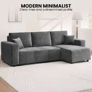 Grey L Shape Sofa Bed Storage 242x142cm