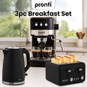 Breakfast Set Silver Kettle Toaster Coffee Machine 1x2cm