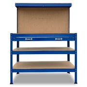 3-Layered Work Bench Garage Storage Table Tool Shop Shelf Blue