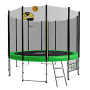 8ft Green Blizzard Trampoline with Basketball Set Outdoor Fun
