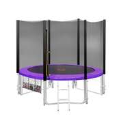 Outdoor 8ft Round Trampoline Purple Free Safety Net and Pad Kids