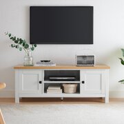 White Natural TV Stand Modern Media Unit