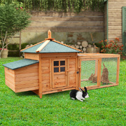 Wooden Chicken Coop Rabbit Hutch with Nesting Box - Fir Wood