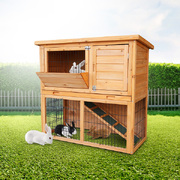 2-Storey Wooden Chicken Coop & Rabbit Hutch With Trough