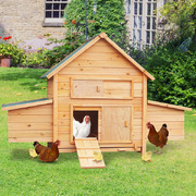 Rustic Wooden Chicken Coop & Rabbit Hutch with Nesting Boxes and Ramp