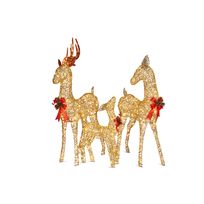 Set of 3 Outdoor Christmas Reindeer Set with Lights 