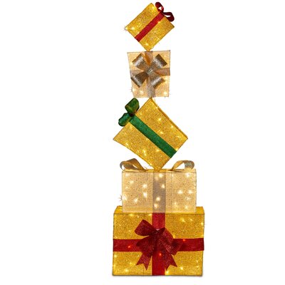 Christmas Present Stack with Lights  167cm Outdoor