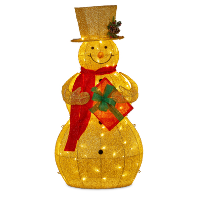 Gold Christmas Snowman with Lights  120cm
