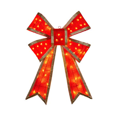 Christmas Bow Display with Lights Red 110cm