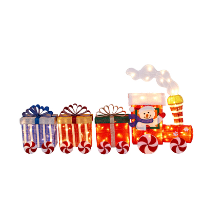 Christmas Train & 3 Carriages with Lights