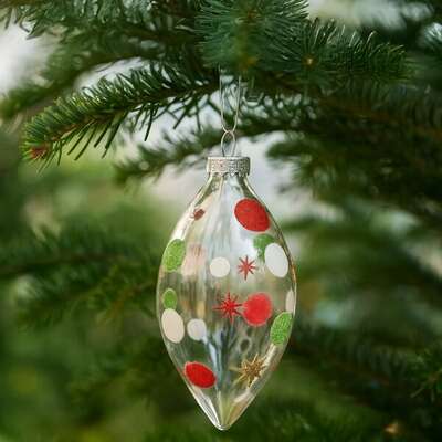 Glass Ornament - Christabelle Clear Glass Teardrop Baubles 6Pcs Balls Christmas Tree Decoration