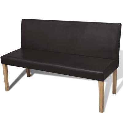 Bench 139.5cm Dark Brown Leather Upholstered Seat Living Room