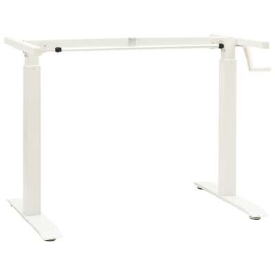 Manual Height Adjustable Standing Desk Frame Hand Crank White Steel Desk