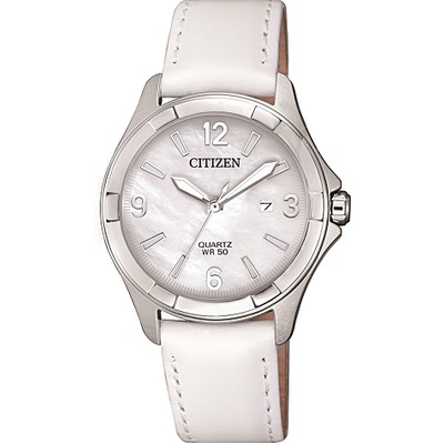 Comfortable arctic white oxhide leather band womens watch