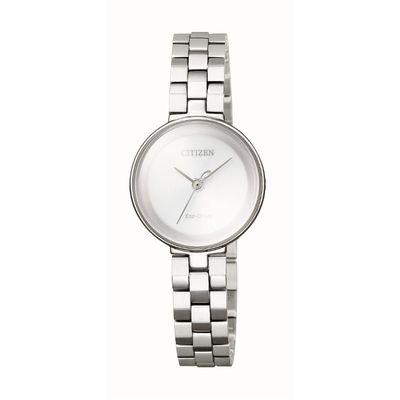 Citizen womens wrist watch with muted silver tones