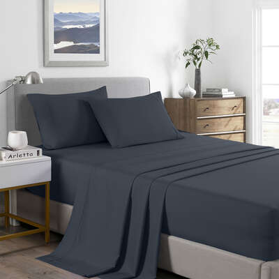 Comfort Bamboo Cooling 2000TC Sheet Set Single Charcoal