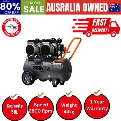 50L Air Compressor 200L/min 3.0HP Oil-Free Quiet Electric Portable Air Inflator