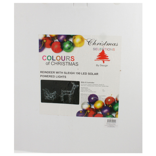 190 LED Solar Powered Lights Reindeer Feeding 70cm x 15cm x 80cm