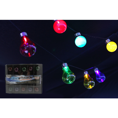10 Multi Coloured LED Globe Party Lights 2.75m