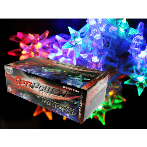 40 Multi Coloured Star LED Fairy Lights 8.9m