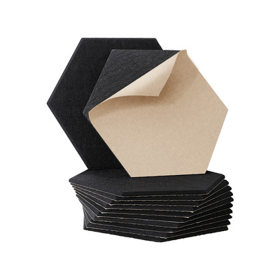 Acoustic Foam 12pcs Soundproof Absorption Panel Adhesive Black