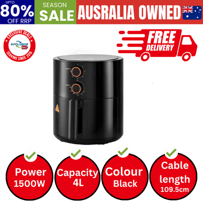Air Fryer 4L Fryers Oven Knob Control Healthy Cooker Oil Free 1500W