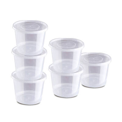 500 Pcs 750ml Take Away Food Platstic Containers Boxes Base and Lids Bulk Pack