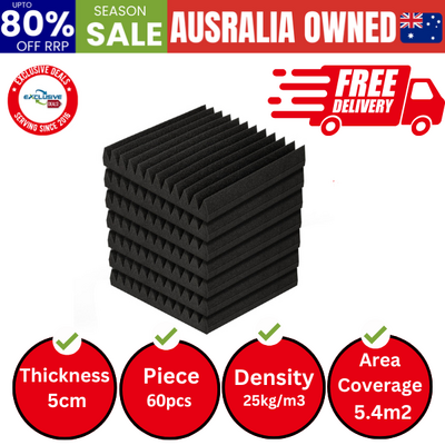 Acoustic Foam 60pcs Sound Absorption Proofing Panel Studio Wedge