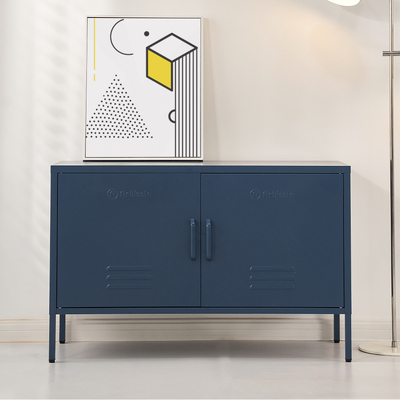 Stylish Metal Locker Storage Shelf Organizer Cabinet Buffet Sideboard_ Blue