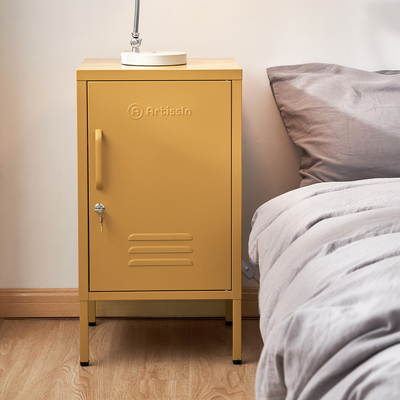 Bedside Table Side Table Metal Storage Cabinet Nightstand Yellow