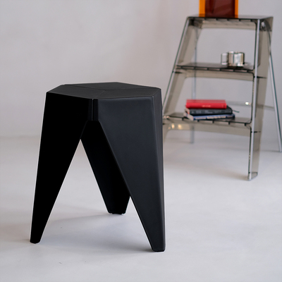 2x Bar Stools Kitchen Dining Chairs Plastic Puzzle Foot Stool Black
