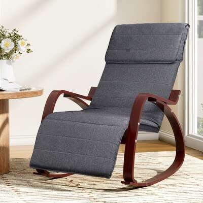 Rocking Armchair Bentwood Frame With Footrest Charcoal Afton