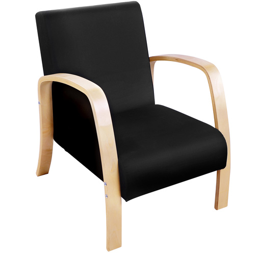 Wooden Armchair with Cushion - Black