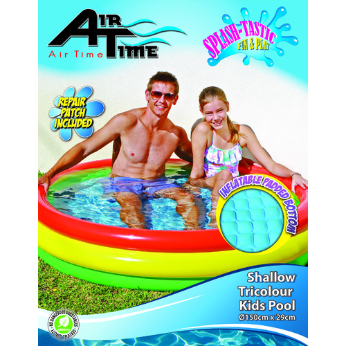 Large 3 Ring, Inflatable Pool with Padded Floor 150 x 29cm