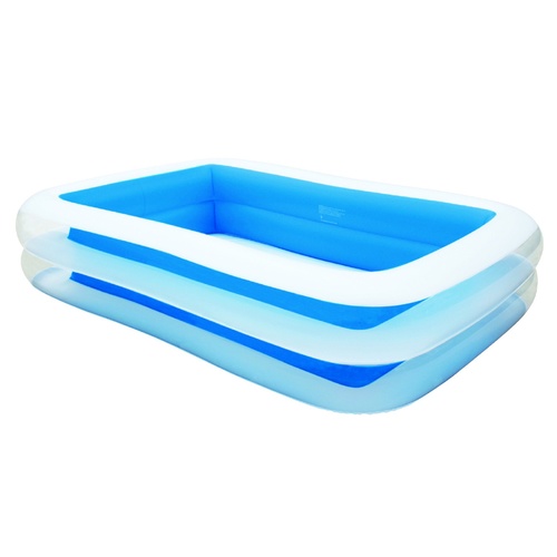 Large Blue Rectangular Inflatable Family Pool 262 x 175 x 51cm