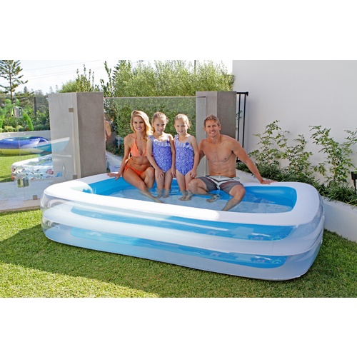 Giant Blue Rectangular Inflatable Family Pool 305 x 183 x 56cm